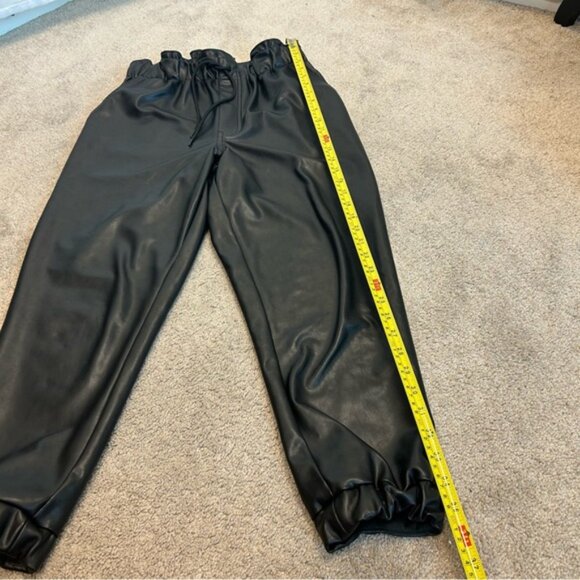 Black Faux Leather Jogger Pants - Picture 10 of 13